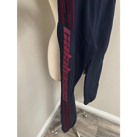 Adidas x Calabasas Jogger Pants Burgundy Red Stripes on Navy - Picture 1 of 6